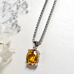 Golden Yellow　Yellow Sapphire　オーバルネックレス　SUS316L　ベネチアン 7枚目の画像