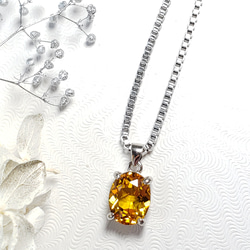 Golden Yellow　Yellow Sapphire　オーバルネックレス　SUS316L　ベネチアン 6枚目の画像