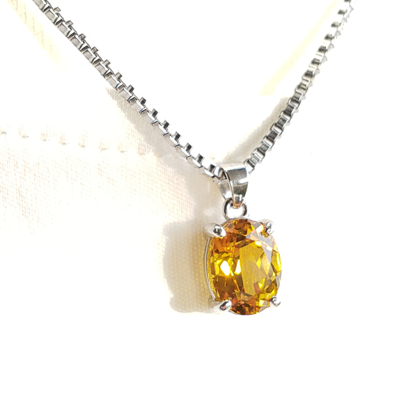 Golden Yellow　Yellow Sapphire　オーバルネックレス　SUS316L　ベネチアン 5枚目の画像