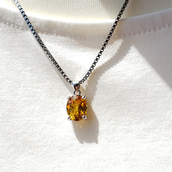 Golden Yellow　Yellow Sapphire　オーバルネックレス　SUS316L　ベネチアン 1枚目の画像