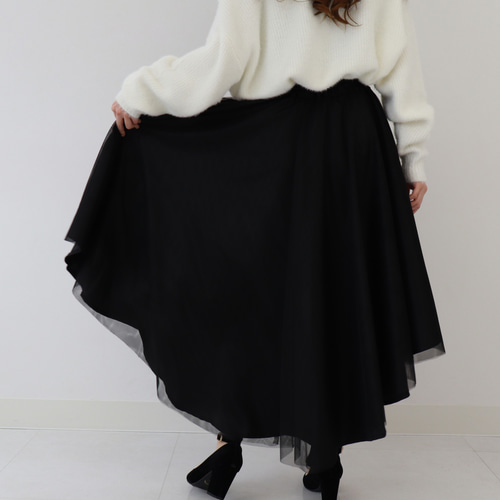 フィッシュテールスカート 黒 フレアスカート Swaying motion