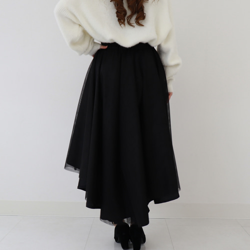 フィッシュテールスカート 黒 フレアスカート Swaying motion