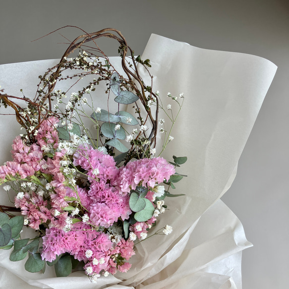 〈遅れてごめんね母の日ギフトに〉ハートブーケ 花束 ドライフラワー 結婚祝い 誕生日プレゼント 母の日プレゼント 花束 5枚目の画像