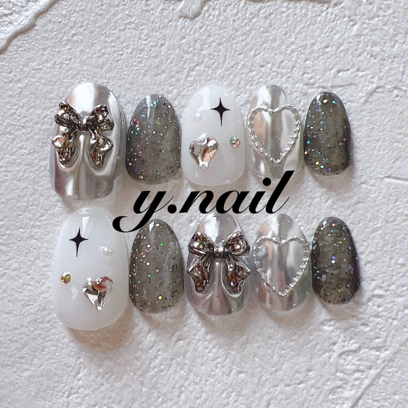 ネイルチップ/リボンネイル/韓国ネイル/y2kネイル ネイルチップ