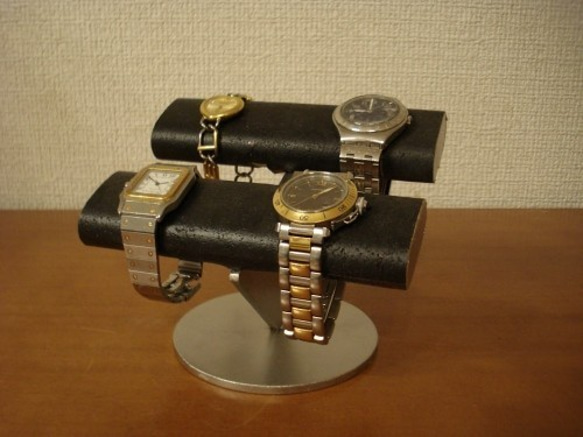 腕時計スタンド　ブラックダブルだ円パイプ4本掛け腕時計スタンド　ak-design　N121220 3枚目の画像