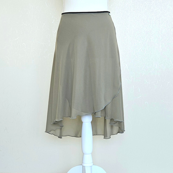 糸と丈が選べるバレエ巻きスカート ｶｰｷ 1枚目の画像
