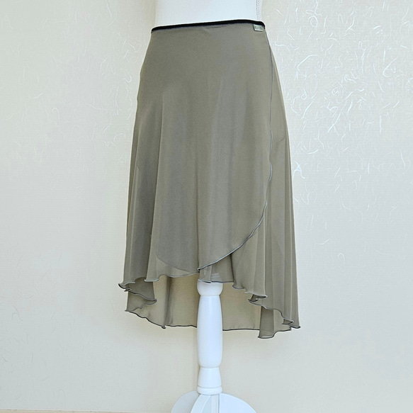 糸と丈が選べるバレエ巻きスカート ｶｰｷ 5枚目の画像