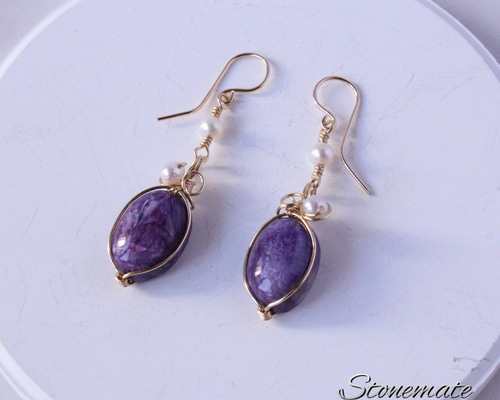 チャロアイト 14kgfピアス ピアス（フック・チェーン） Stonemate