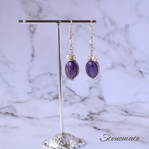 チャロアイト 14kgfピアス ピアス（フック・チェーン） Stonemate