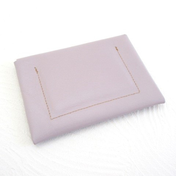 B7対応パスポートケース《ゴートスキン》ライトパープル・カードポケット付き・0158 2枚目の画像