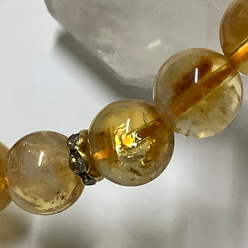 【金運＆商売運、幸運の石】天然石 虹入りシトリン ブレスレット ① 金運＆商売運、幸運の石】天然石 虹入りシトリン ブレスレット ①