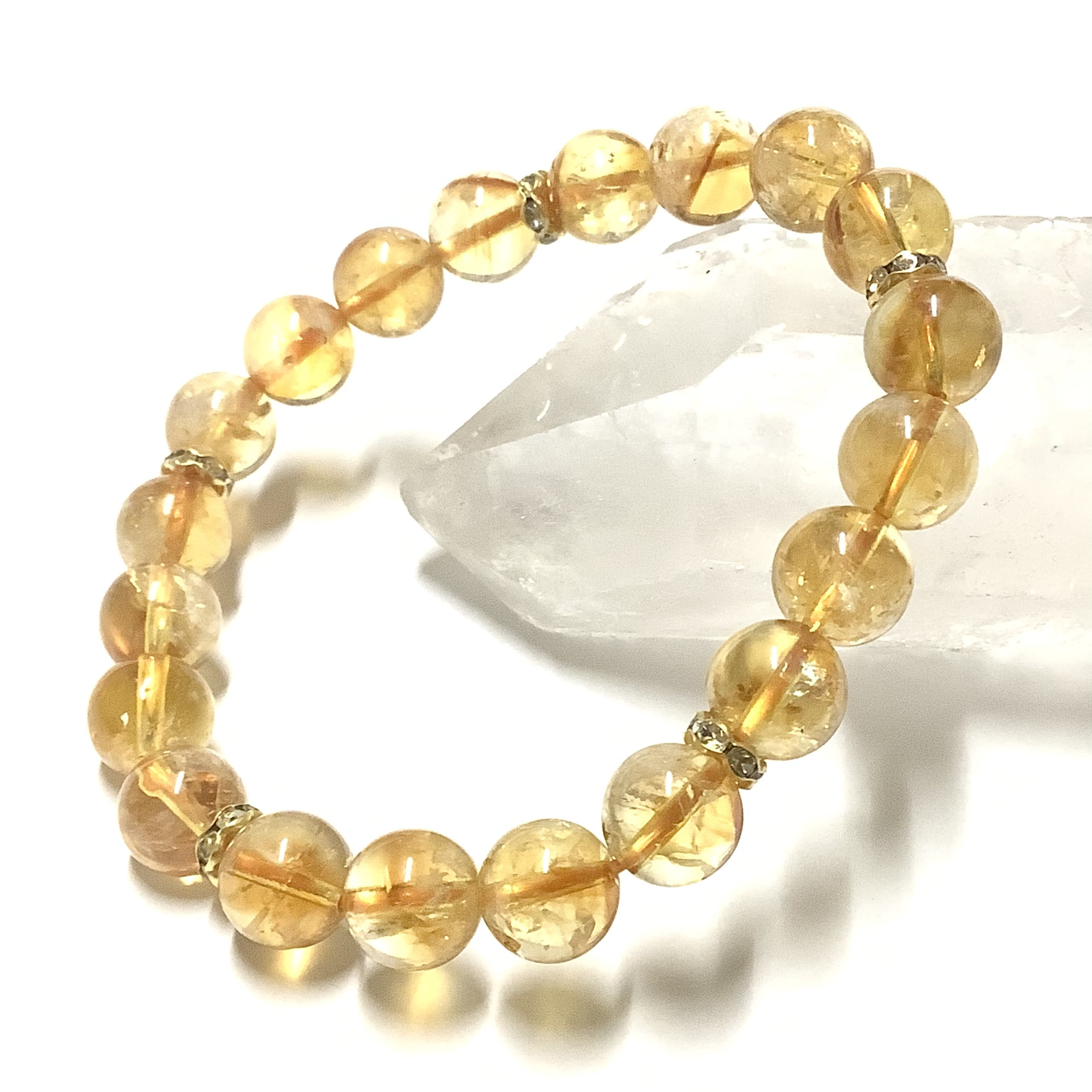 一点物☆幸運の石 ヒーリングストーン 天然石 虹入り シトリン ブレスレット