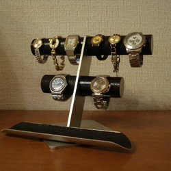 腕時計スタンド　時計スタンド　 ブラック丸パイプ6～8本掛け腕時計スタンドロングトレイバージョン 10枚目の画像