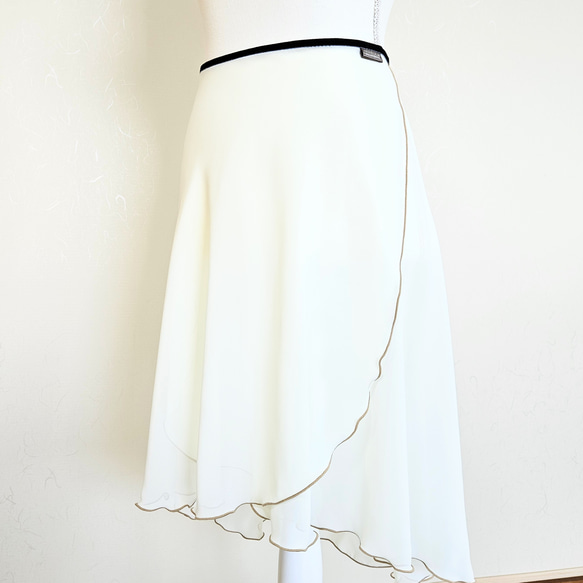 糸と丈が選べるバレエ巻きスカート　ｸﾘｰﾑ 7枚目の画像