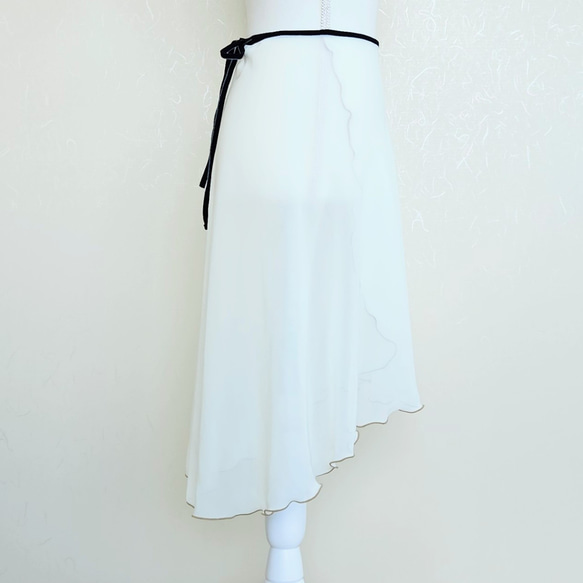 糸と丈が選べるバレエ巻きスカート　ｸﾘｰﾑ 4枚目の画像