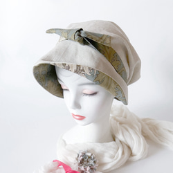 紫外線対策　おしゃれ　UV プリム付き　ケア帽子　ウィリアムモリス　プレゼント　母の日 2枚目の画像