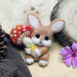 【羊毛氈】蘑菇與她的小夥伴別針系列-兔子A款 第1張的照片