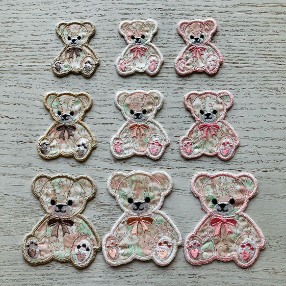 リバティ Libby くまワッペン  アップリケ刺繍 2枚目の画像