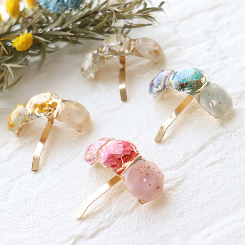 ポニーフック】レジン かすみ草 ブルー ポニーフック