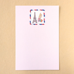 パリ（背景ピンク）　ポストカード1枚 1枚目の画像