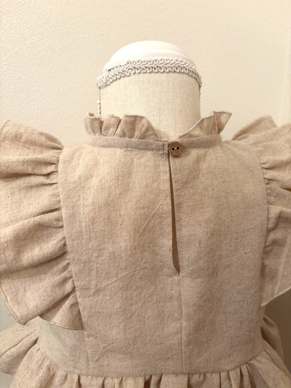 コットン&リネンフリルノースリーブブラウス　リネンブラウス　ブルマパンツ　子供服　ベビー服　セットアップ　長袖可 3枚目の画像