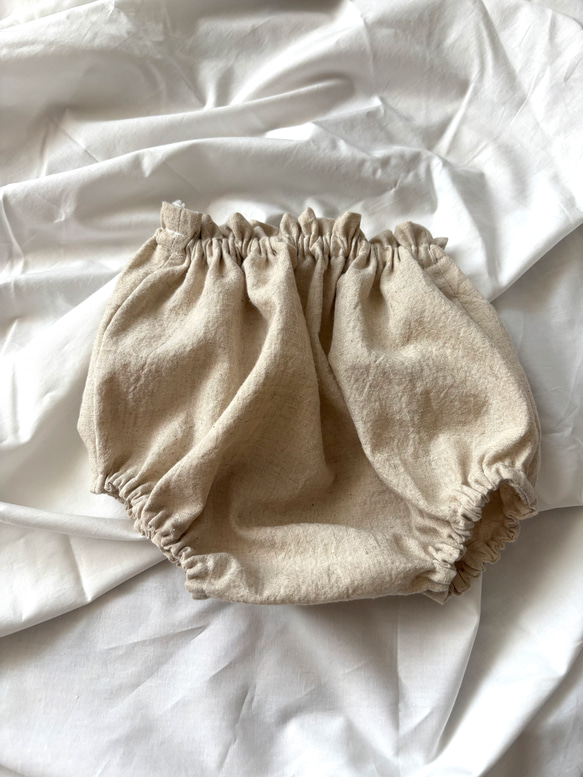 コットン&リネンフリルノースリーブブラウス　リネンブラウス　ブルマパンツ　子供服　ベビー服　セットアップ　長袖可 5枚目の画像