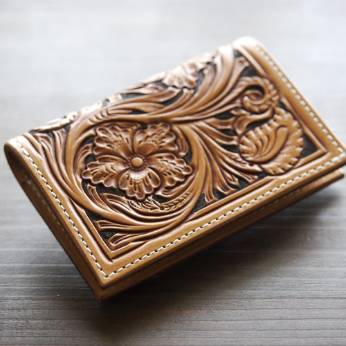 レザーカービング・カードケース（名刺入れ）昭南皮革 タンニン鞣し