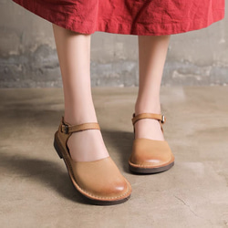 春秋シンプル一層目本革　女の子　ゆったり　婦人靴サンダルズ　大きサイズ　幅広　 3枚目の画像