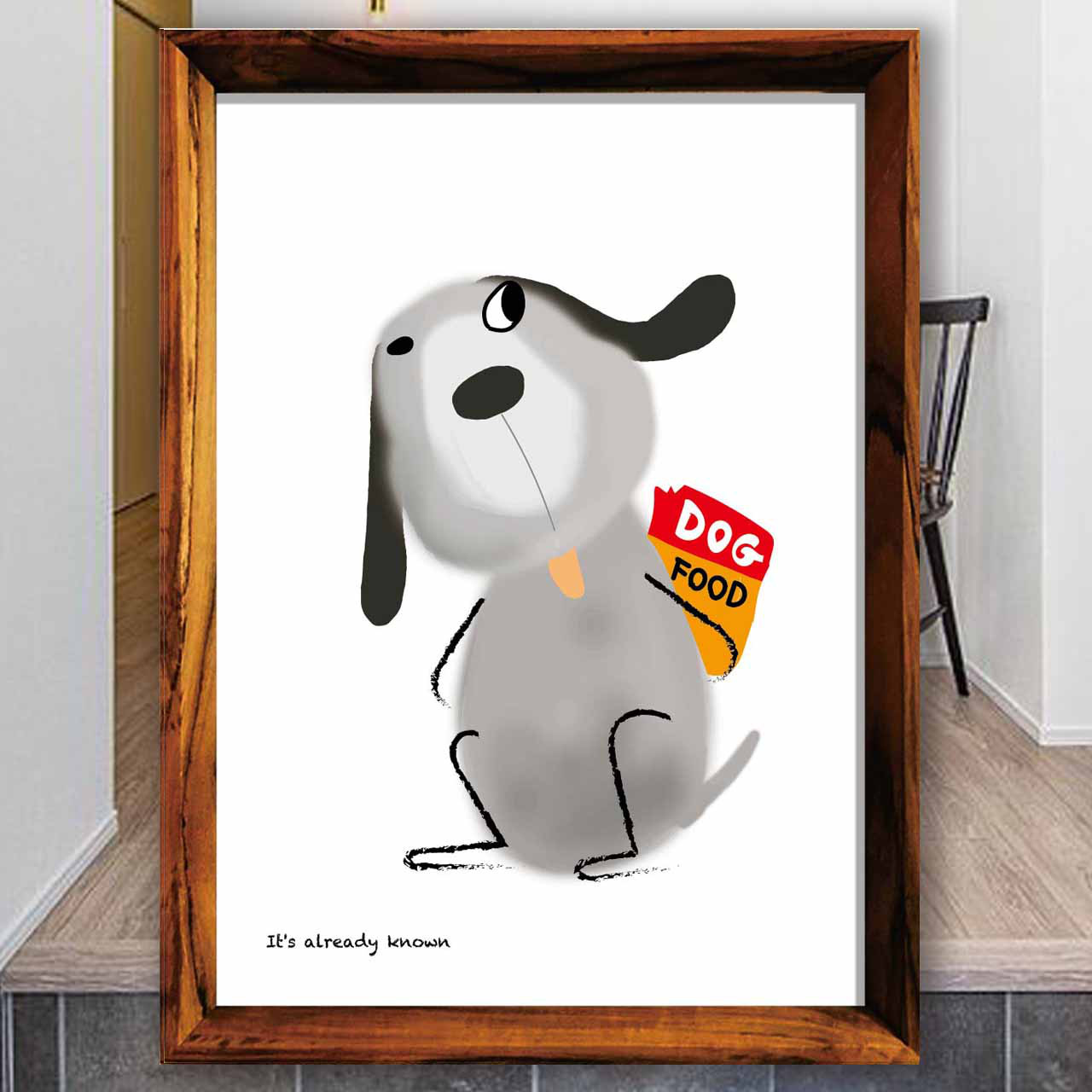 見えてるよ〜　犬　イラスト　ポスター　A4 A3 A2 A1　アート  　アートポスター　sei検索　2781