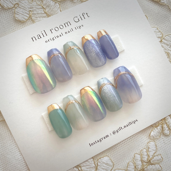 ニュアンスネイル ミラー フレンチ ネイルチップ ハンドメイド 【公式