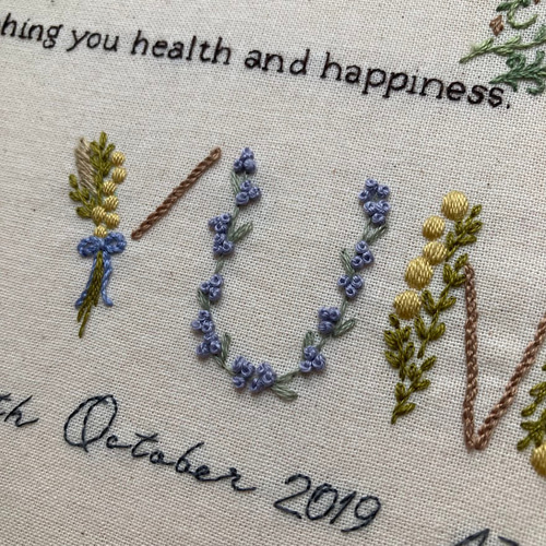 サイズ変更・刺繍追加○【受注制作】お花の刺繍バースボード