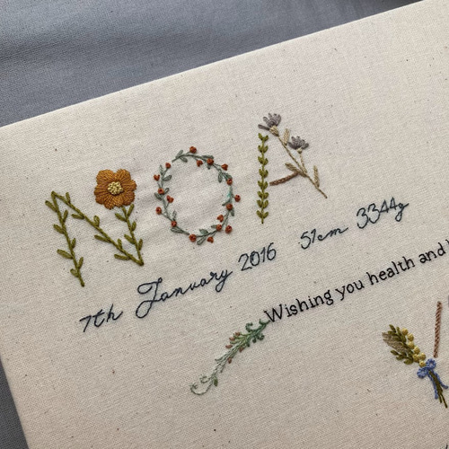 命名書 刺繍 お名前3名分 15×30cmサイズ 受注製作 ネームボード