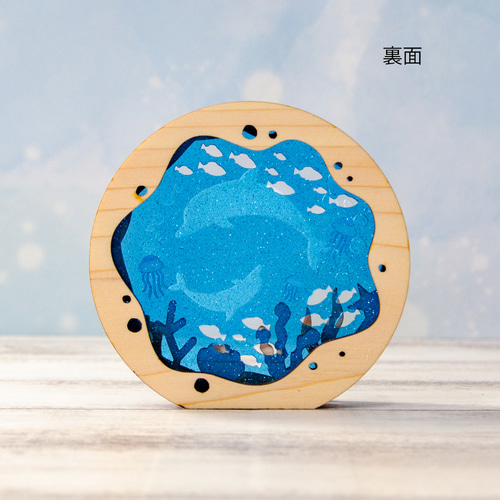 新品 ニューカレドニア島 親子イルカ ガラス 置物 オブジェ 金彩