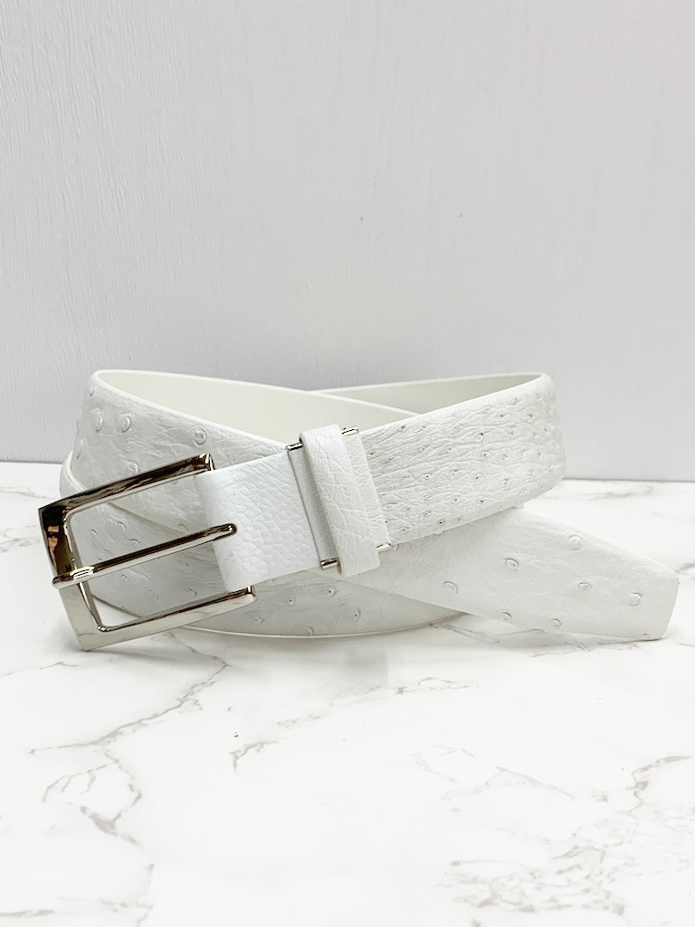 日本製　クライン・カルー　オーストリッチ　Lサイズ　ベルト　上質　３５㎜巾　エキゾチックレザー