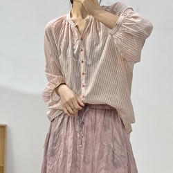 新作シンプル綿シャツ・春カラー・コットンブラウス・ストライプのトーブス・夏 3枚目の画像