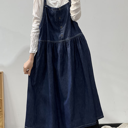 コットン新しいファッション.ジーンズのベストタイプのスカート.ゆったりワンピース.綿 1枚目の画像