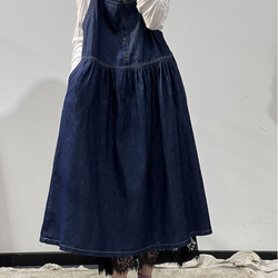 コットン新しいファッション.ジーンズのベストタイプのスカート.ゆったりワンピース.綿 2枚目の画像