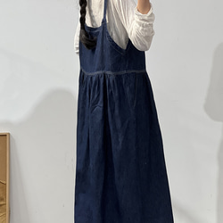コットン新しいファッション.ジーンズのベストタイプのスカート.ゆったりワンピース.綿 3枚目の画像