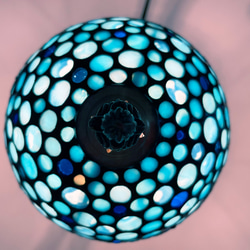 【送料無料】ステンドグラス ナイトランプ小（ドットグラデーション-BLUE） オールハンドメイド 8枚目の画像