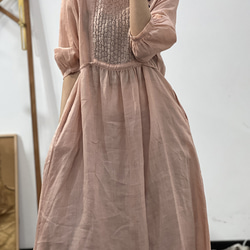 麻のワンピース・春カラー・人気・デザインのワンピース・全3色・リネンスカート・夏 5枚目の画像