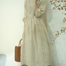 麻のワンピース・春カラー・人気・デザインのワンピース・全3色・リネンスカート・夏 7枚目の画像