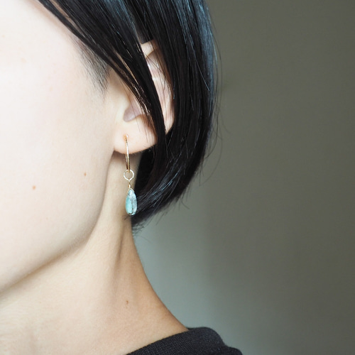 14kgf/コッパーアマゾナイト ペアシェイプ 一粒チャーム 初めて  