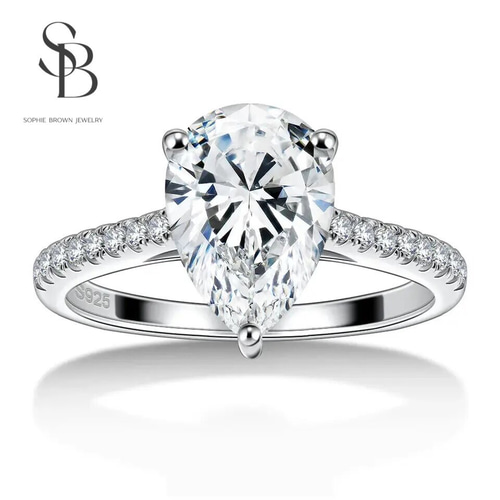 オレンジペアシェイプリング 925シルバー 天然イエローダイヤモンドリング/ペアシェイプ NR-1131– Arte Rouge