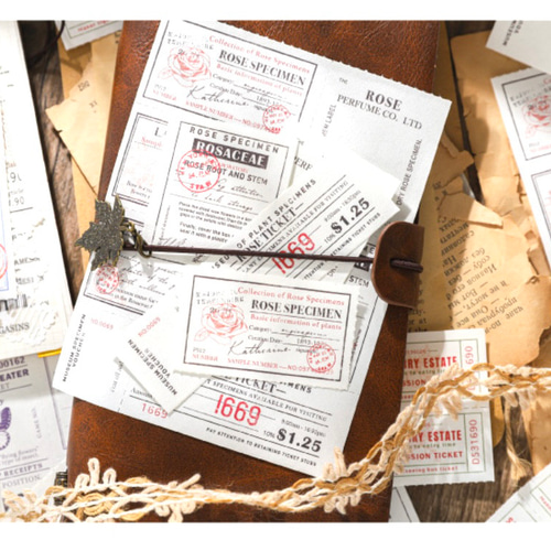 シンプル＆ビンテージ風・チケットブック・50枚綴り（レッド