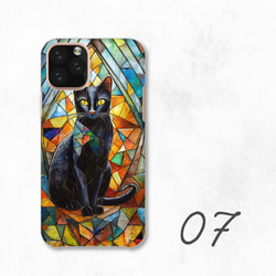 幾何油畫黑貓數位藝術藝術相容於所有型號智慧型手機後蓋式硬殼 NLFT-HARD-a343 第9張的照片