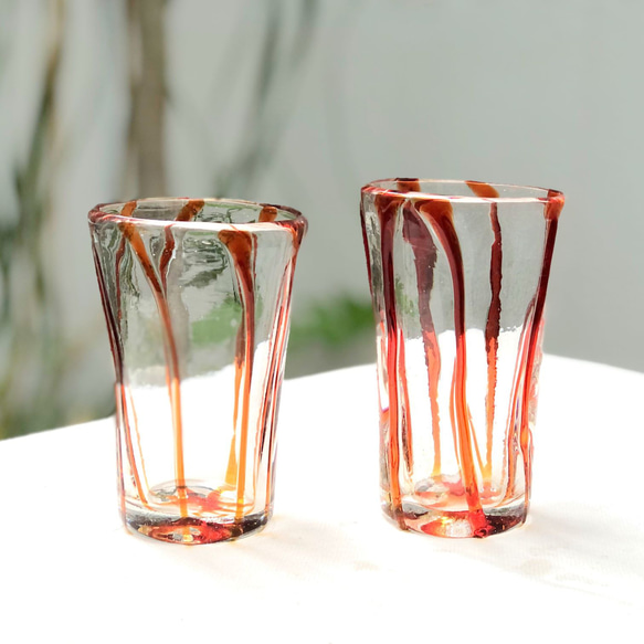 カラフルひとくちグラス【レッド】 ～ペルシャの手吹きガラス～ グラス