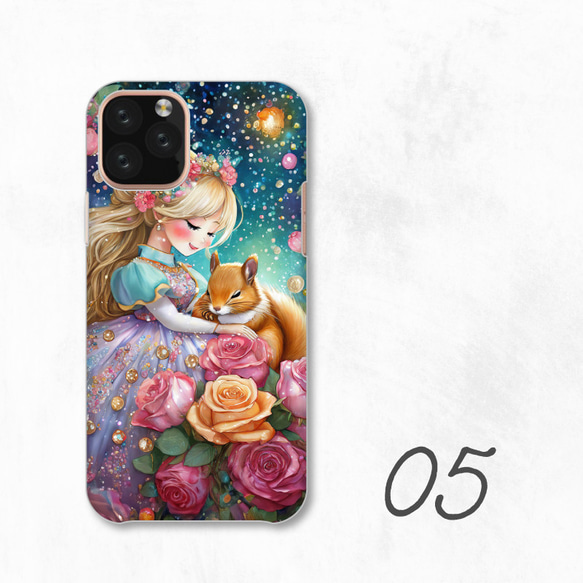 玫瑰公主松鼠珍珠精美寶石智慧型手機保護殼相容於所有型號後背式硬殼 NLFT-HARD-a352 第7張的照片