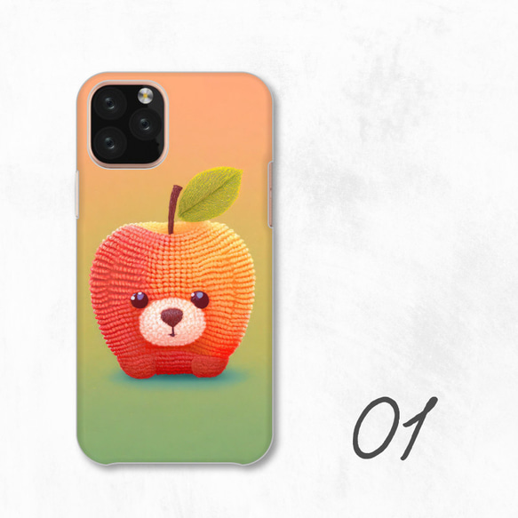 小熊蘋果熊臉毛絨動物水果相容於所有型號智慧型手機後蓋式硬殼 NLFT-HARD-a358 第3張的照片