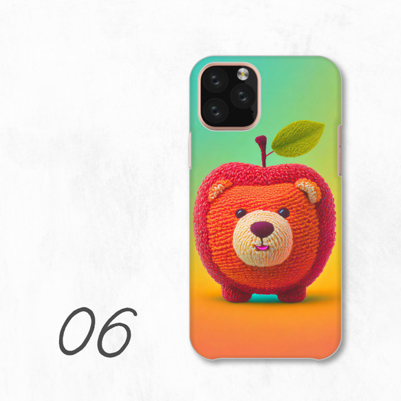 小熊蘋果熊臉毛絨動物水果相容於所有型號智慧型手機後蓋式硬殼 NLFT-HARD-a358 第8張的照片