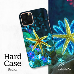 海星星舞海洋生物燈霓虹花智慧型手機保護殼相容於所有型號後背式硬殼 NLFT-HARD-a360 第1張的照片